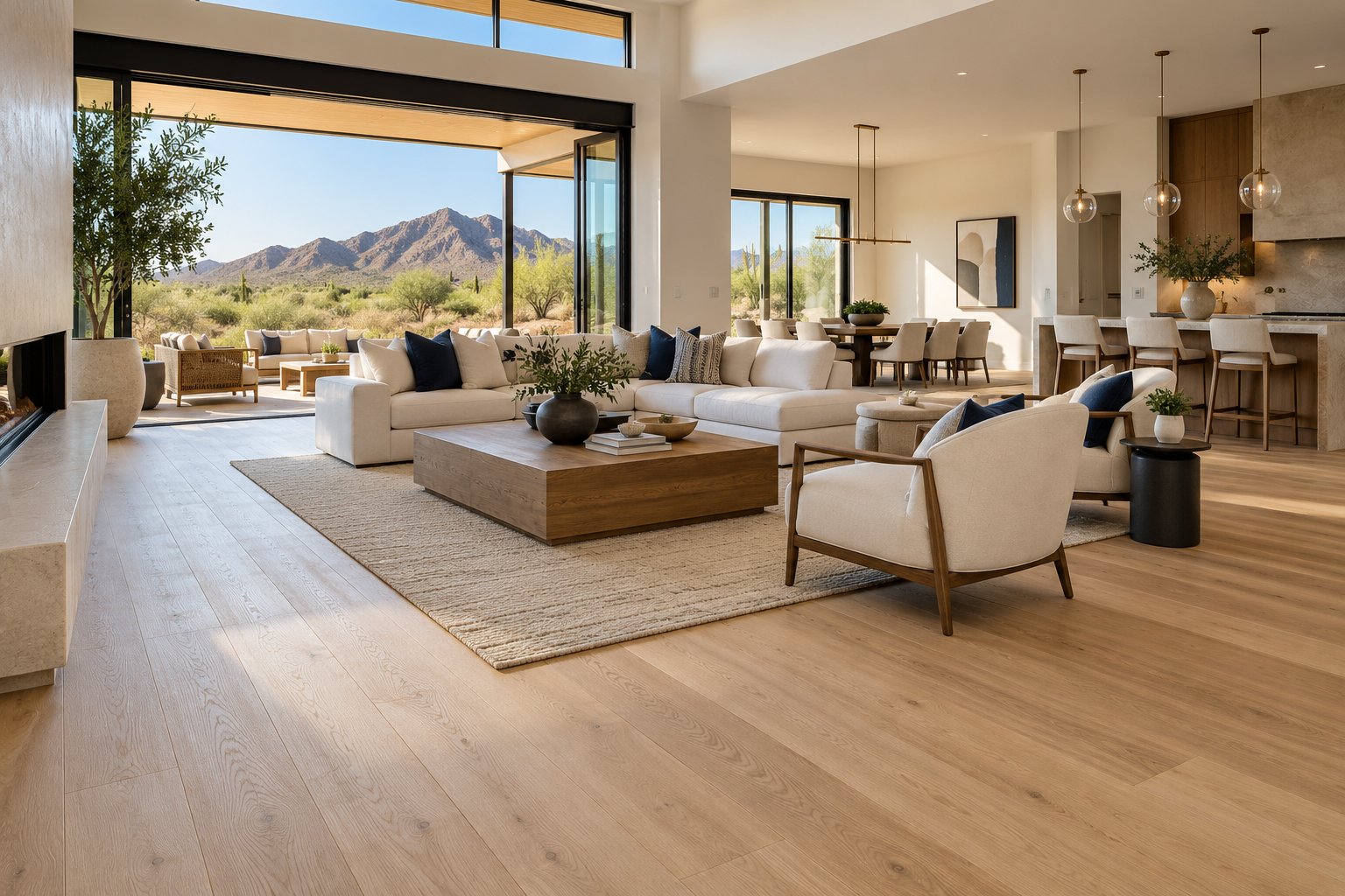 Light natural oak wide-plank flooring inspiration
